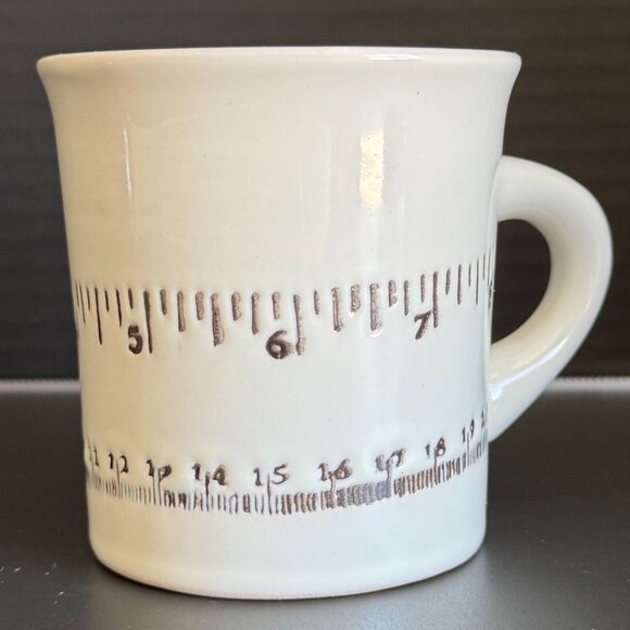 Set Of 2 Ore Originals Ruler Design Ceramic Mugs Dishwasher Microwave Safe White - Picture 4 of 9